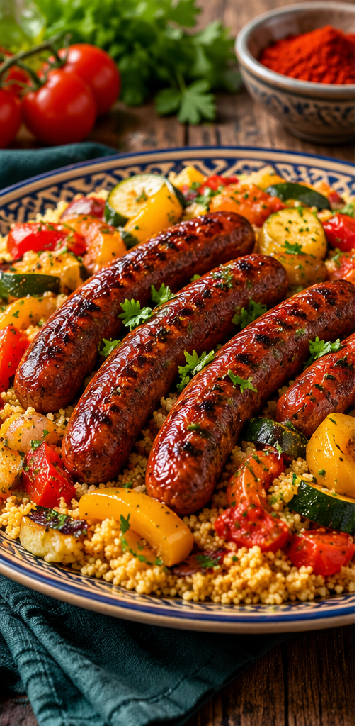 Semoule express aux merguez dressé pour l'occasion